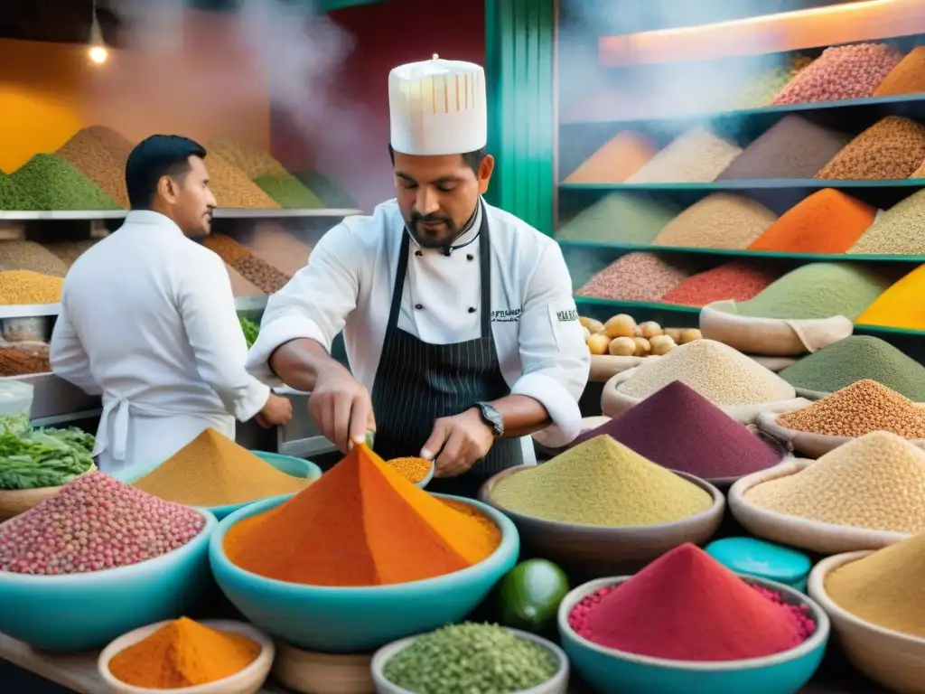 Vibrante mercado en Lima, Perú, refleja la fusión de sabores y culturas en la cocina peruana con influencia árabe