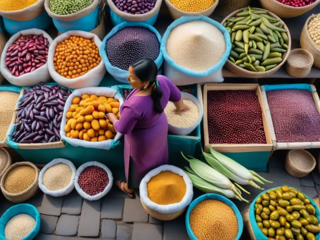 Un vibrante mercado peruano con ingredientes locales para la cocina peruana