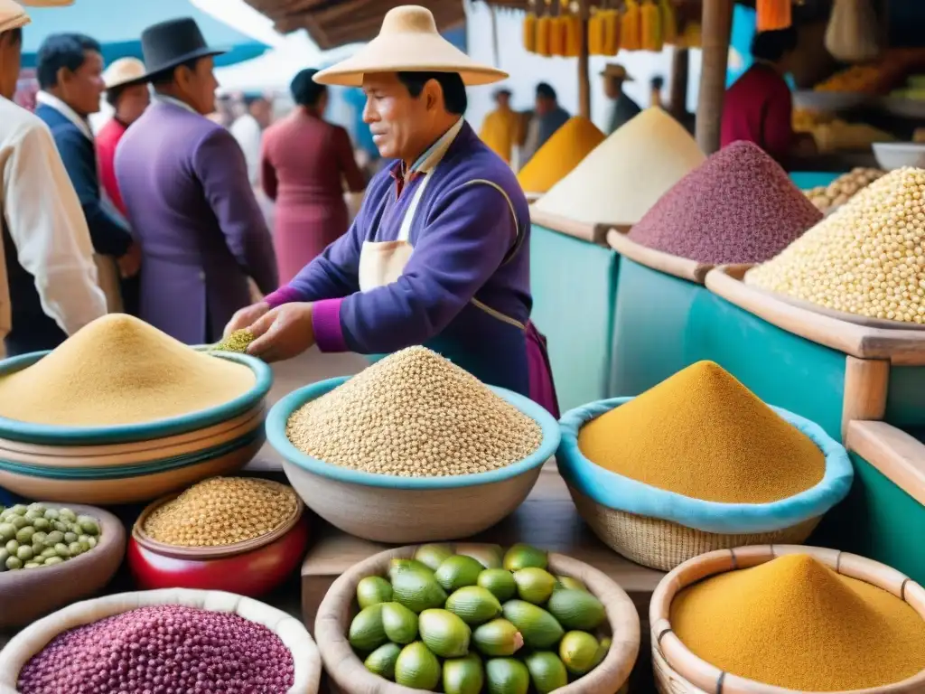 Vibrante mercado peruano: intercambio cultural de superalimentos peruanos en la gastronomía global