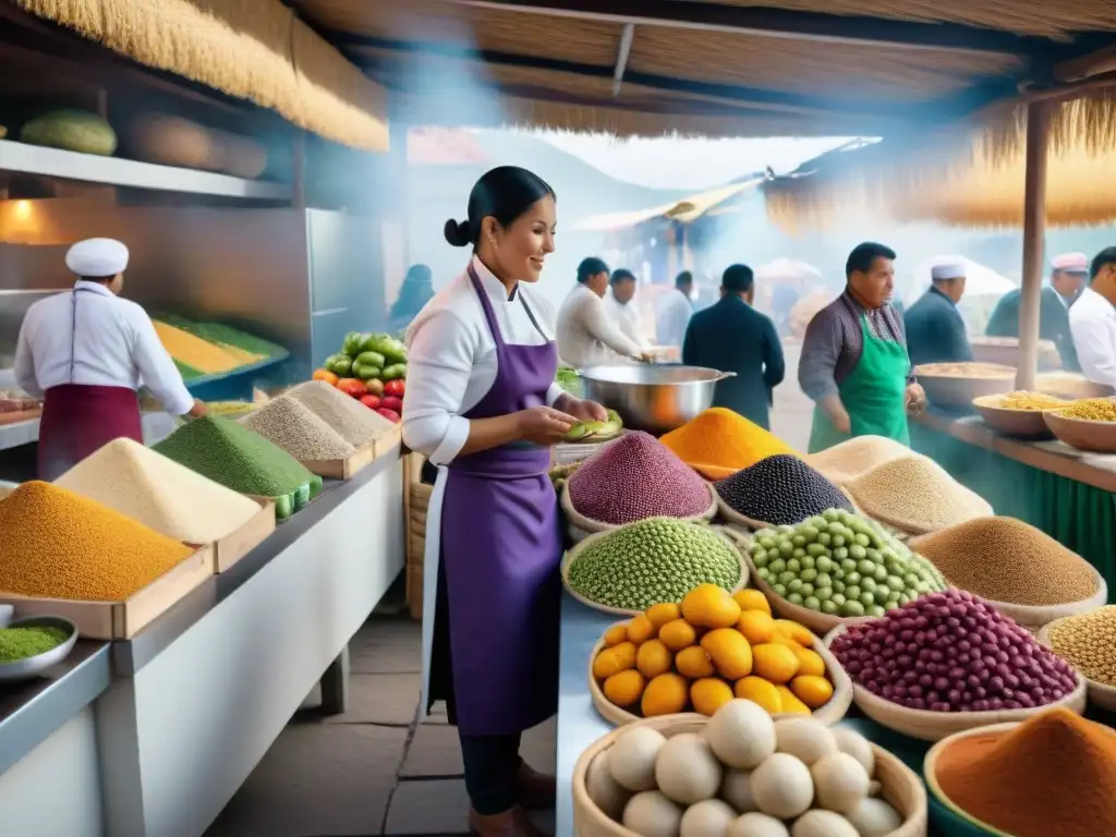 Un vibrante mercado peruano fusiona tradición y modernidad con platos peruanos