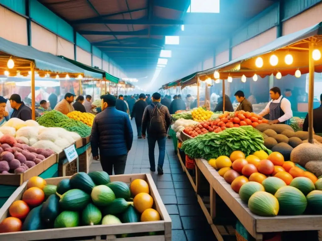 Vibrante Mercado Surquillo: diversidad gastronómica Peruana en Lima con colores, vendedores y platos tradicionales