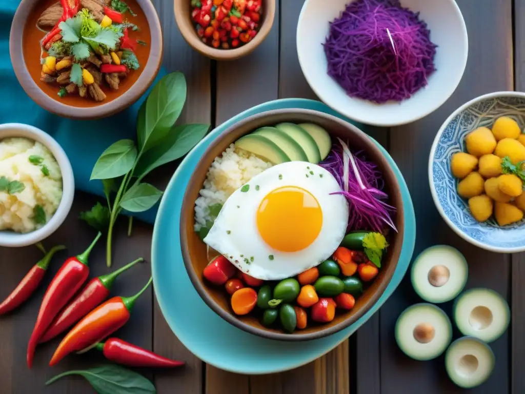 Vibrante muestra de platos peruanos resaltando la importancia de los colores en la gastronomía