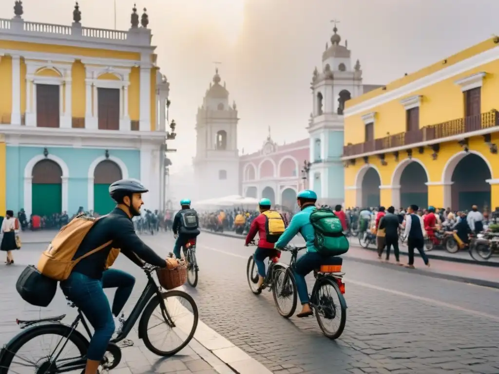 Un vibrante paseo en bicicleta por las calles de Lima, rodeados de gastronomía peruana y vida urbana