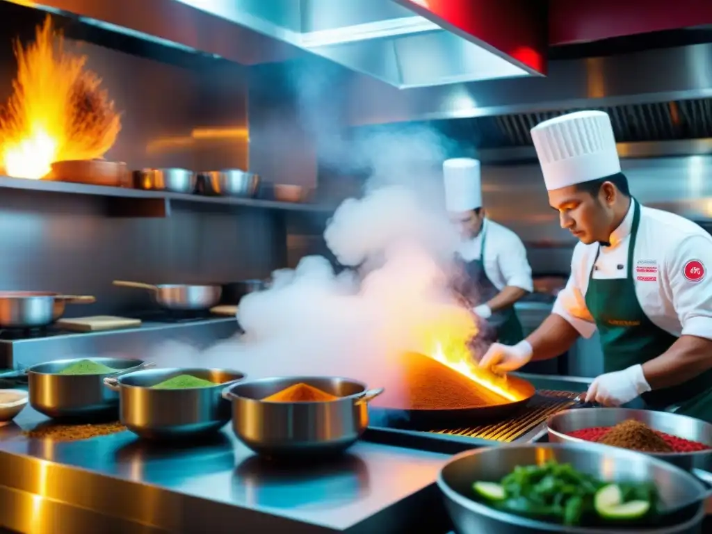 Vibrante cocina fusión peruana en acción: chefs crean platos innovadores con secretos culinarios