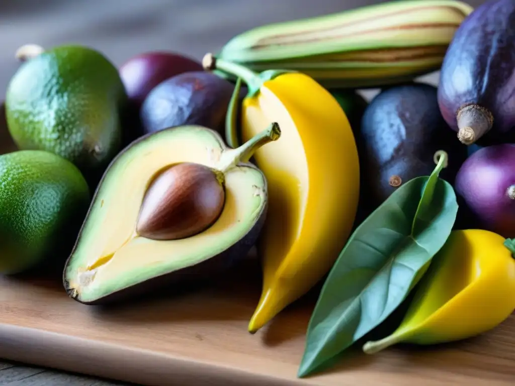 Vibrantes ingredientes peruanos para receta causa limeña en tabla rústica