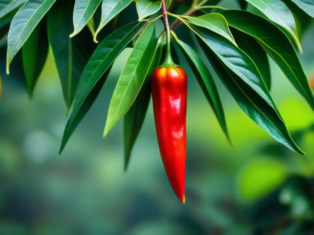 Vibrantes pimientos Inca maduros en el árbol Molle, resaltando su belleza y propiedades antiinflamatorias