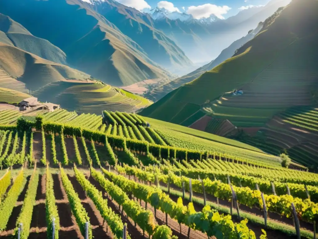 Viñedo vibrante en Andes peruanos, terruño único