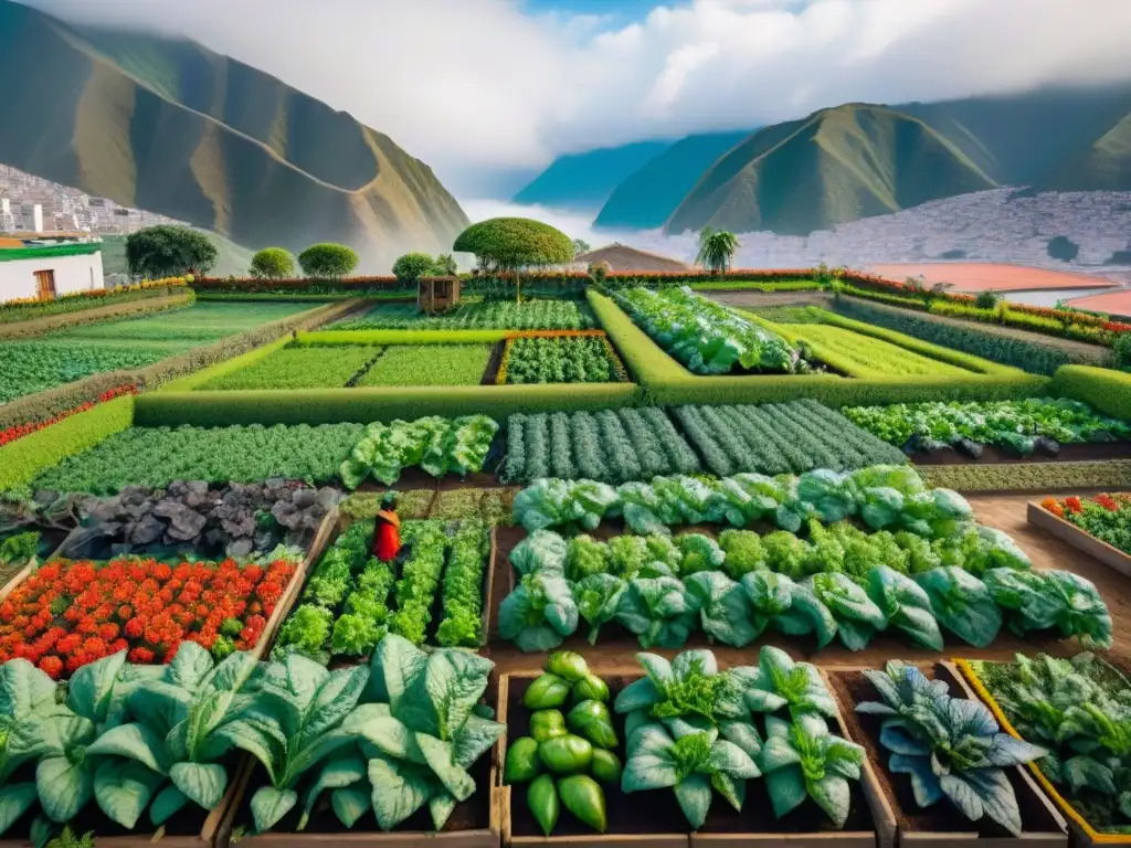 Vista detallada de un bullicioso jardín urbano en Lima, Perú