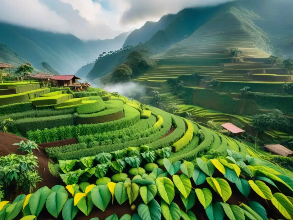 Una vista panorámica de las exuberantes plantaciones de cacao en Perú